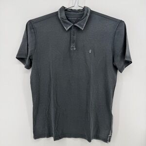 John Varvatos Polo Mens XL Charcoal Grey Solid Cotton Peace Sign Logo K1381R1B